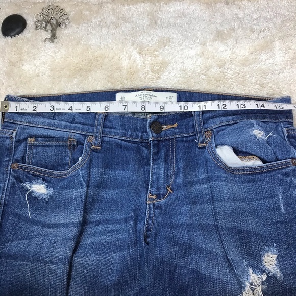 Abercrombie & Fitch Perfect Stretch Skinny Mid Rise Distressed Jeans Size 4 R - Picture 7 of 14